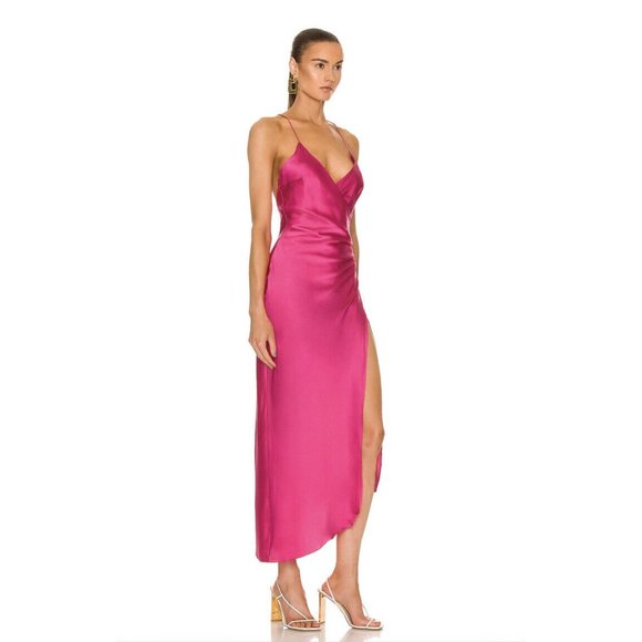 SER.O.YA Emma Silk Dress Fuchsia Purple Pink - Picture 3 of 5